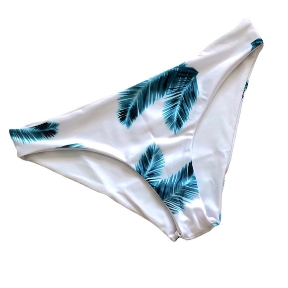 Women’s Green Leaf Printed Bikini Bottoms Size L - Picture 5 of 12